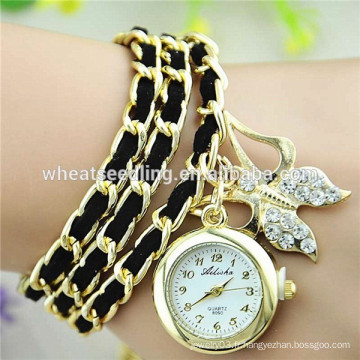 Chaîne en or 3 couches bracelet en cuir amour papillon tout type de montre-bracelet